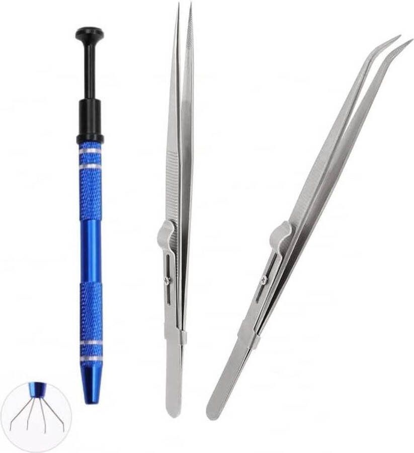 RVS Houder Pick Up Klauw Pincet Tool Set Diamant Steen Juweliers Gereedschap Voor Sieraden Maken Craft Zelfsluitende Pincet Edelstenen Prong Pincet Grabber
