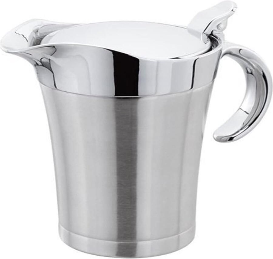 RVS juskom 500 750 ml thermische juskom met scharnierend deksel en handvat dubbel geïsoleerde sauskan sauskom sausbeker sausvat juskom