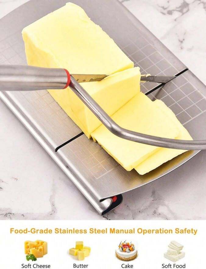 RVS Kaas Slicer – Multipurpose Voedsel Cutter met Mes en Precisieschaal Ideaal Voor Kaas en Meer Kaas Slicer Voedsel Cutter RVS Kaas Snijder Kaas Snijder Met Schaal Kaas En Voedsel Snijder Precisie Kaas Snijder Keuken Accessoire