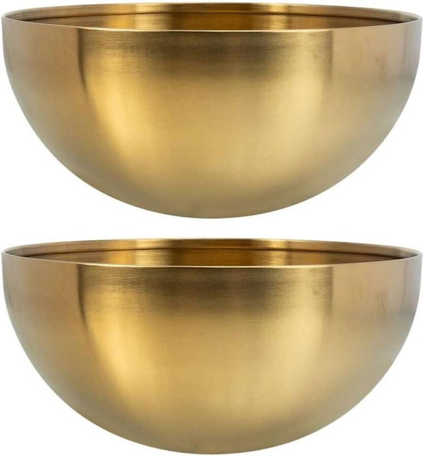 RVS serveerschalen Koreaanse stijl set van 2 voor soep granen noedels salade 12 cm goud
