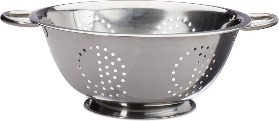 RVS vergiet met handgrepen Ø 28 cm Ronde voet Keukenaccessoire voor pasta fruit salade Pastazeef zilver