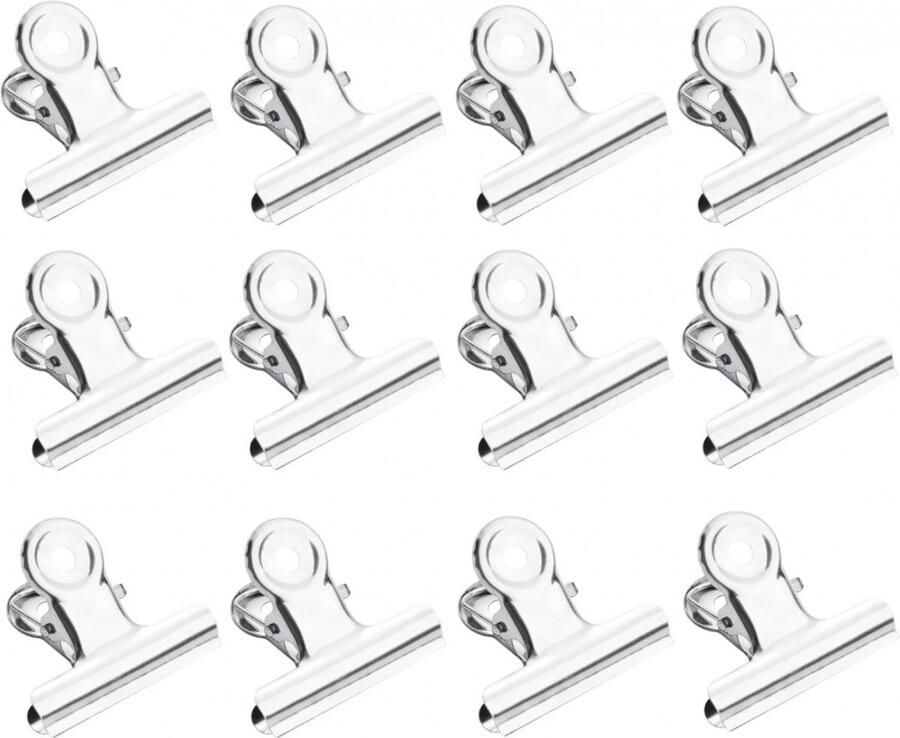 RVS Vershoudclipjes 12 Stuks Voor afsluiten voedsel 5CM Afsluitclips Stevige Vershoudclips afsluiten van (voedsel) zakken Snackclip vershoudknijper Afsluitclips Vershoud knijpers