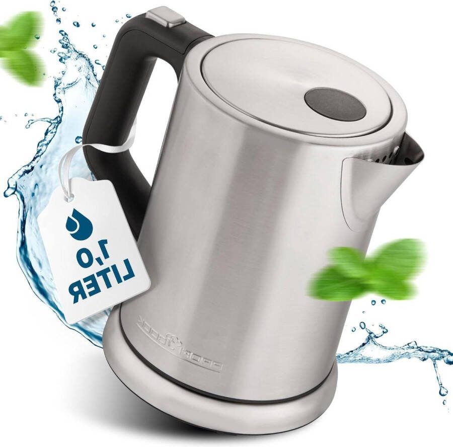 RVS Waterkoker 2200 Watt 1 liter inhoud 360° draaibare voet