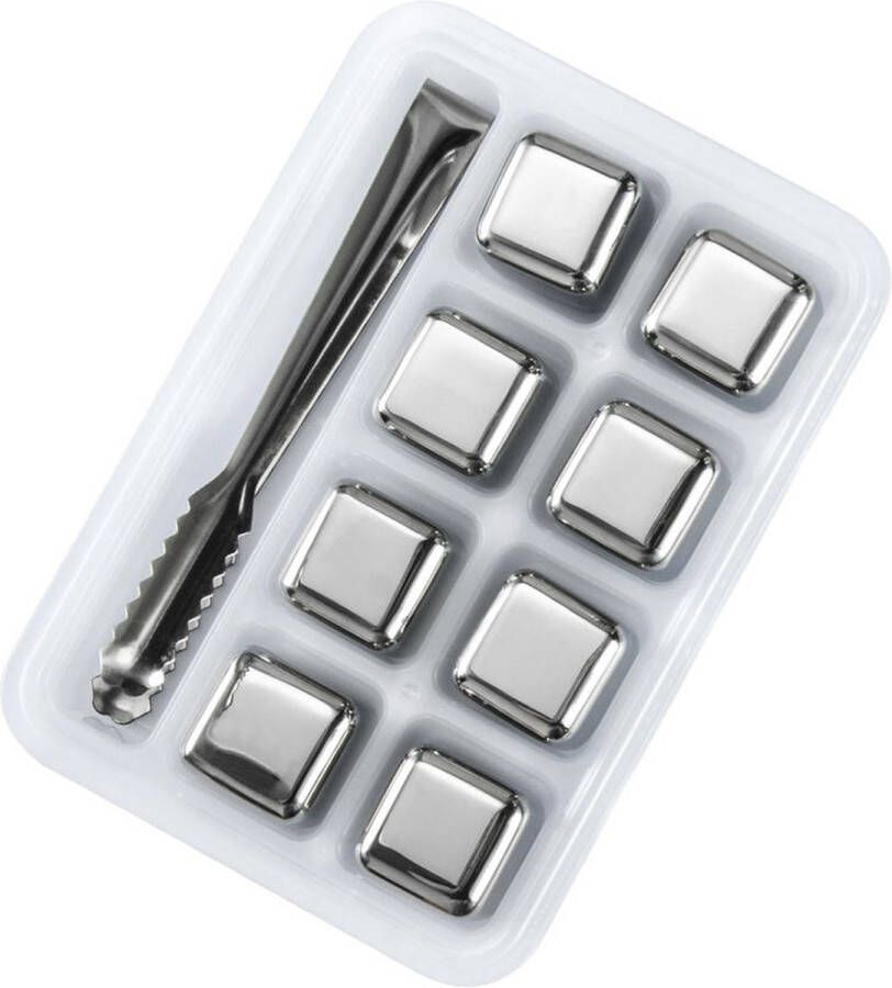 RVS Whiskey Stones Set 9 delig Whisky Stenen Met Ijs Tang Herbruikbare Ijsblokjes Metalen Ice Cubes Herbruikbaar