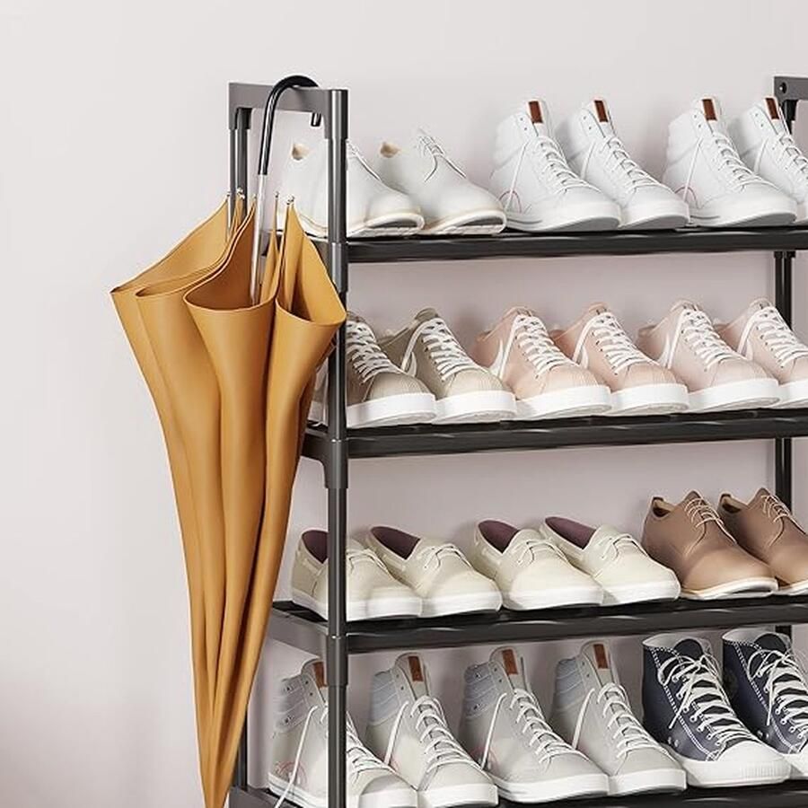 S-5 verstelbare schoen opslag schoenenrek organizer plank hold stand stevig ontwerp ruimtebesparend eenvoudig te monteren (Zwart 8 Lagen)