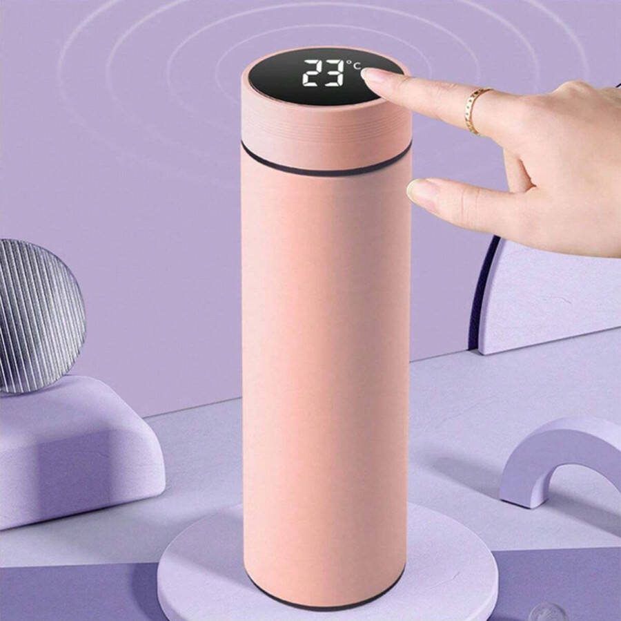 S&E Smart Thermosfles met Temperatuurweergave Stijlvolle Hydratatie Touch-screen Roestvrij staal Roze