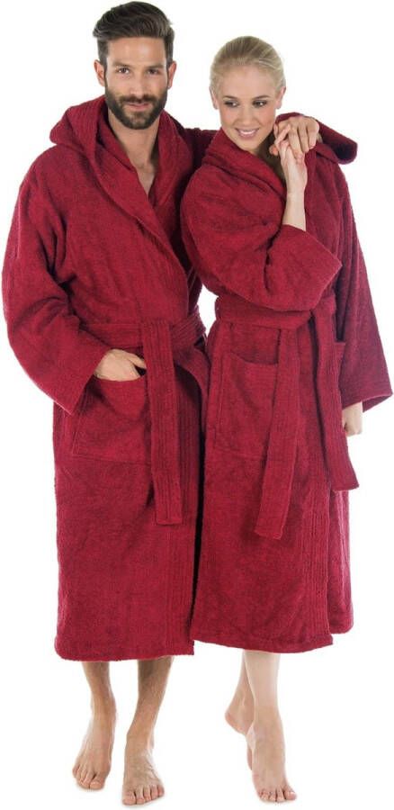 S-XXXL badjas met capuchon of sjaalkraag effen lange opgestikte zakken dames heren unisex warm badstof katoen OEKO-TEX