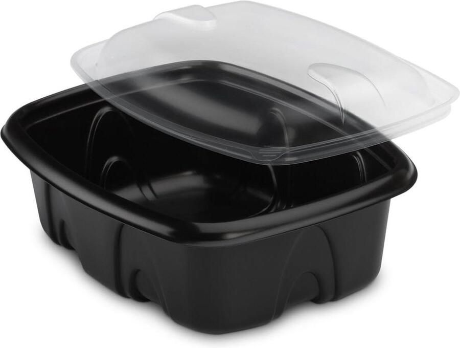 Sachet de 30 Packs 370 CC Hat deksel Independent magnetronbestendig polypropyleen zwart 14 x 109 x 45 cm 375 ml inhoud geschikt voor Archipack magnetron bakjes met deksel