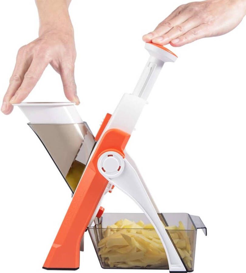 Safe Mandoline Slicer 5 in 1 Groentensnijder Strepen Julienne Dicer Verstelbare dikte 0 1-8 mm voor keuken Snelle maaltijdbereiding (oranje)