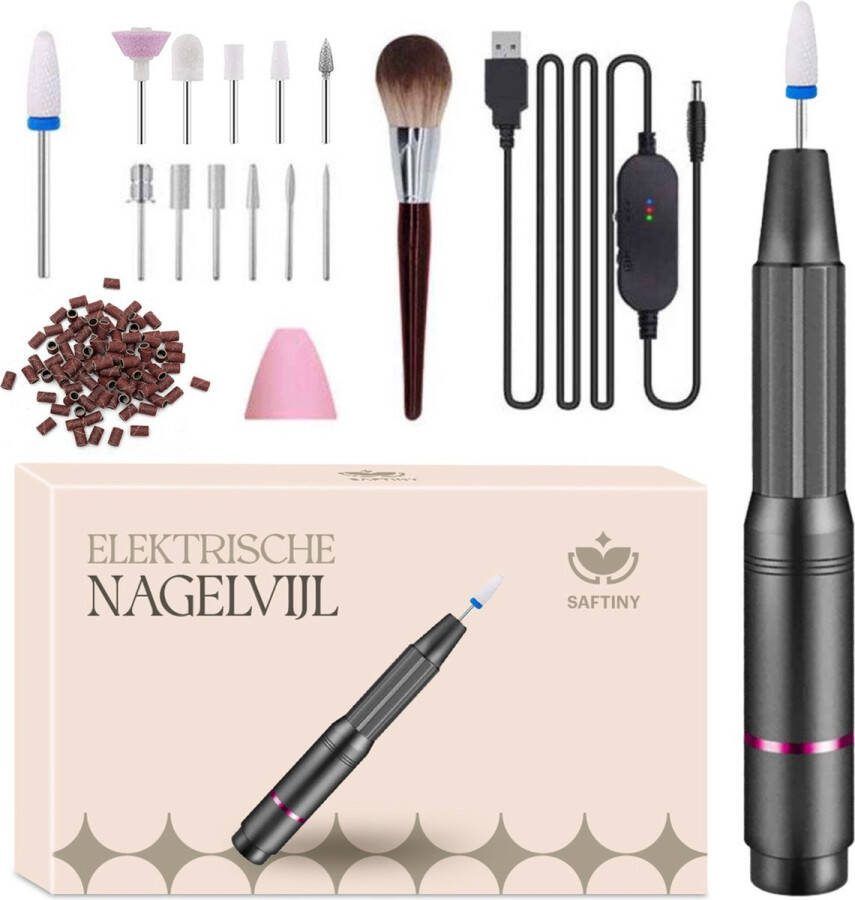 Saftiny Elektrische Nagelvijl Nagelfrees Manicure & Pedicure Inc 36 Schuurrolletjes 12 Nagelvijl Bitjes Pedicureset professioneel Meeste Uitgebreide Set