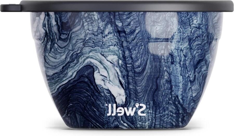 Salade Bowl Kit Azurite Marble 1.9L Salade Lunch Box met Condiment Container en Dienblad Lekvrij en Vaatwasmachinebestendig