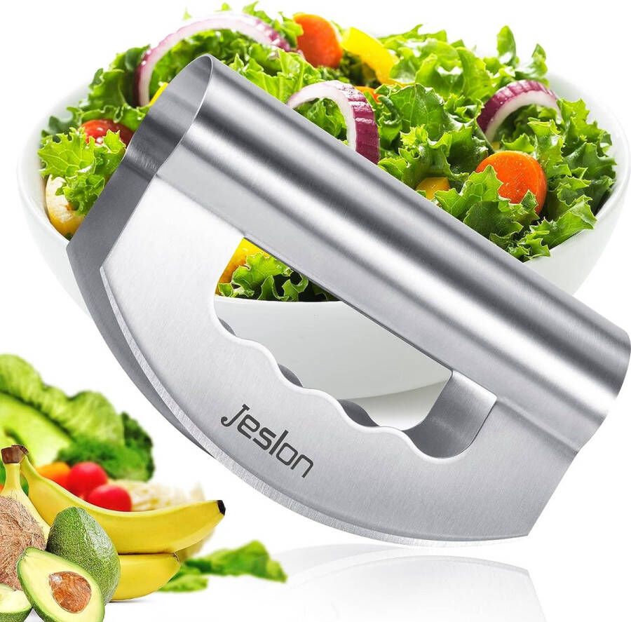 Salade Chopper dubbel mes roestvrijstalen hakmessen voor sla en groenten met beschermhoes thuis keuken kleine gadgets
