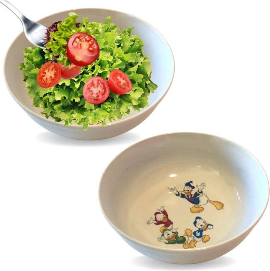 Saladekom keramiek 2 stuks set van 2 kommen met eend design Ø19 cm