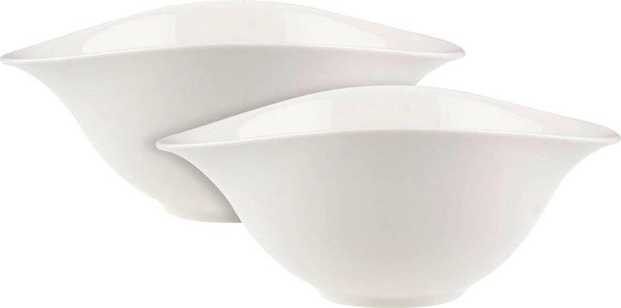 Saladeschaalset 2 stuks 800 ml 21 x 17 cm premium porselein vaatwasmachinebestendig magnetronbestendig wit Vapiano saladeschalen Villeroy en Boch