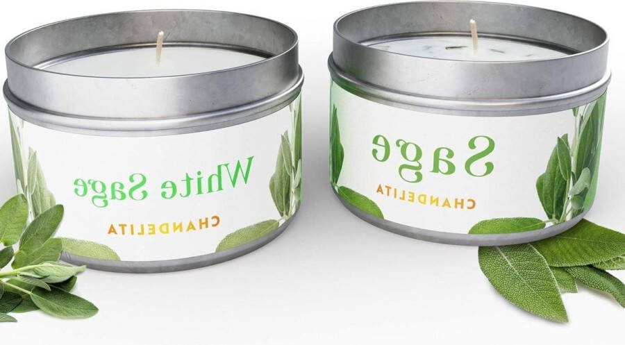 Salie en Witte Salie Geurkaarsen met Sojawas voor Reiniging en Meditatie Zegen Energie Chakra-genezing Woondecoratie