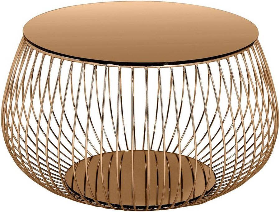 Salontafel Alisa Goud Rose Metaal Overig 72x72cm Hoogte 42 cm