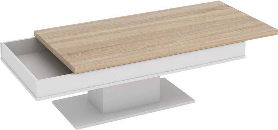 Merkloos Sans marque Salontafel ASTULIA met opbergruimte Wit Tafelblad betoneffect L 146 cm x H 40.2 cm x D 59 cm