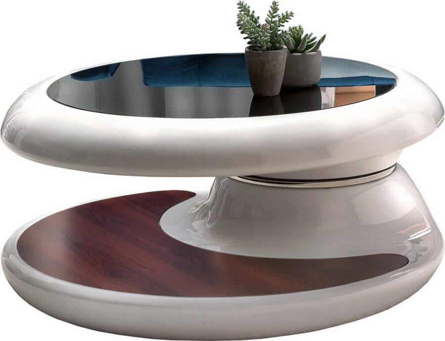 Salontafel Esmaralda Wit vezel Overig 90x90cm Hoogte 42 cm