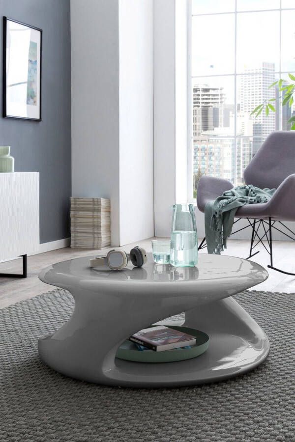 Salontafel Fransisco Grijs vezel Overig 80x80cm Hoogte 33 cm