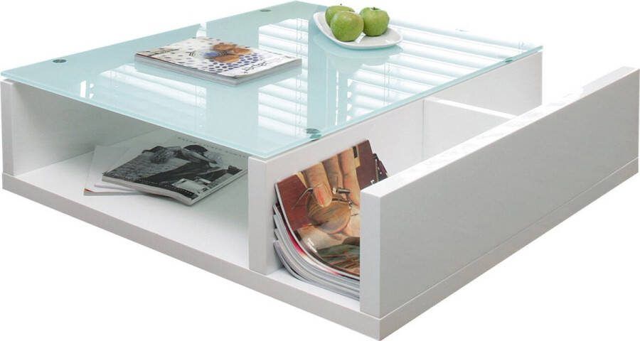 Salontafel Gemma Wit MDF Vierkant 100x100cm Hoogte 30 cm