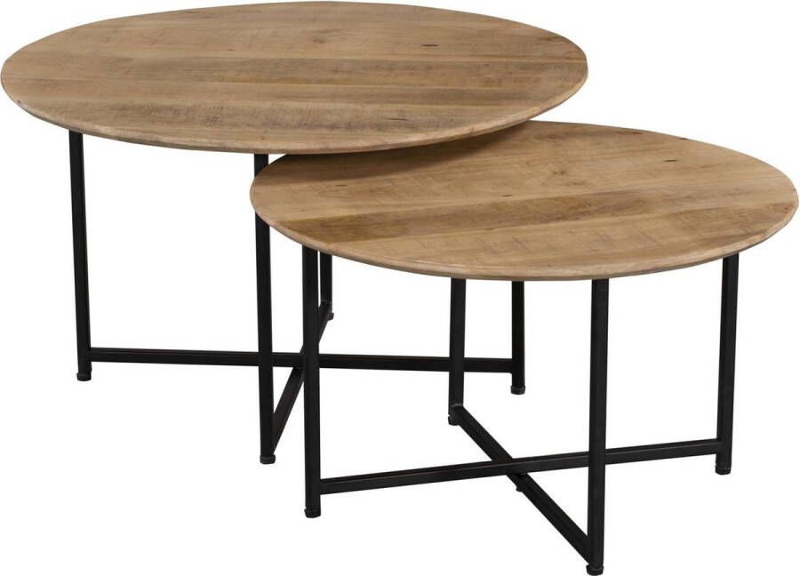 Salontafel Isa Set van 2 salontafels rond salontafel industrieel