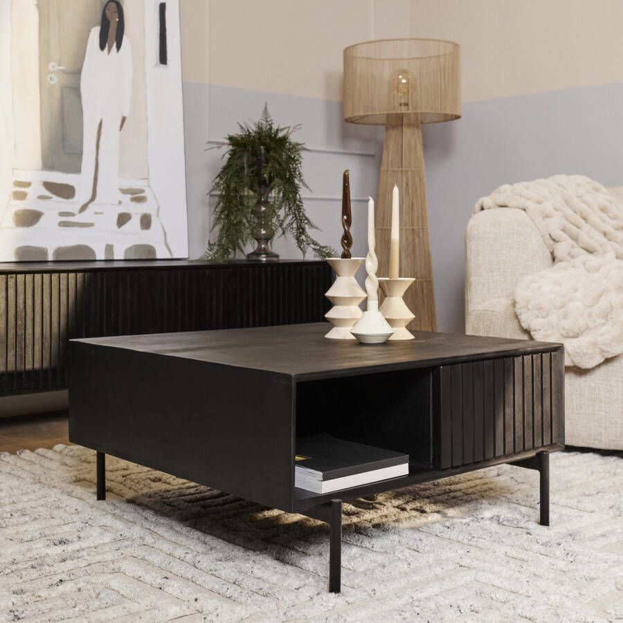Salontafel Juul 80x80 cm Salontafel industrieel Salontafel zwart