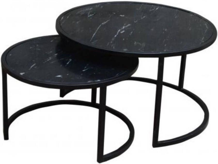 Merkloos Sans marque Salontafel Nova | Set van 2 | Rond | Zwart marmer