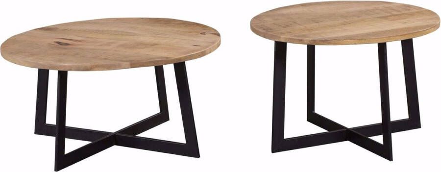 Salontafel Mees set van 2 salontafels industrieel ronde salontafels