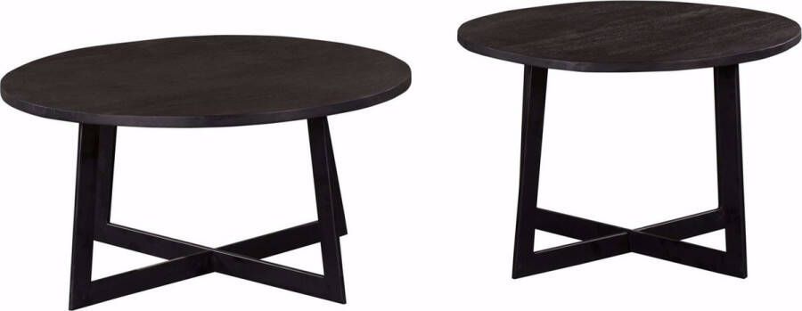 Salontafel Mees set van 2 salontafels zwart ronde salontafels 60 en 70 cm