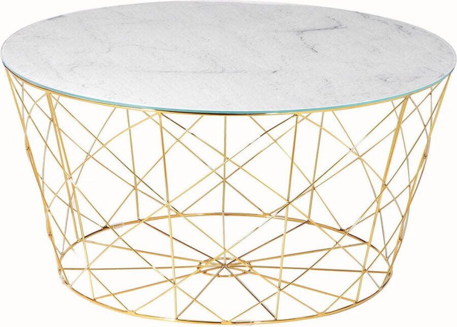 Salontafel Neva Goud Wit Metaal Overig 80x80cm Hoogte 45 cm