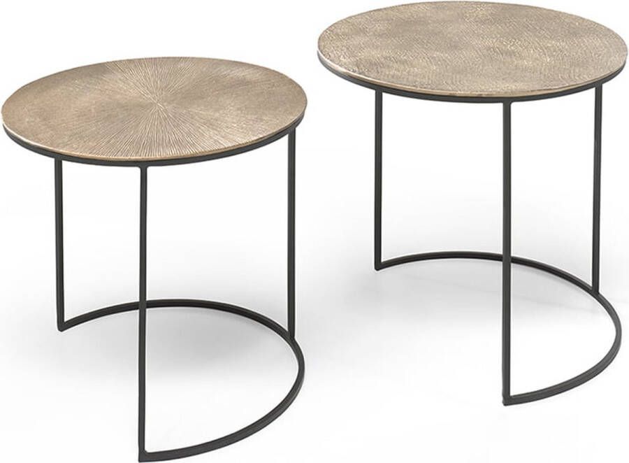 Salontafel Set Savannah Koper Metaal Rond 49x49cm Hoogte 47 cm