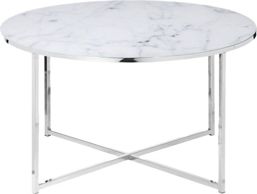 Salontafel Yasmin Chroom Metaal Rond 80x80cm Hoogte 45 cm