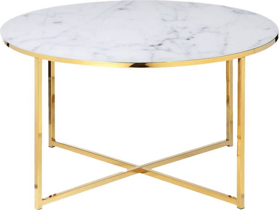 Salontafel Yasmin Goud Metaal Rond 80x80cm Hoogte 45 cm