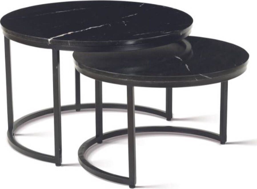 Rousseau Set van 2 salontafels Renesmé-zwart marmer