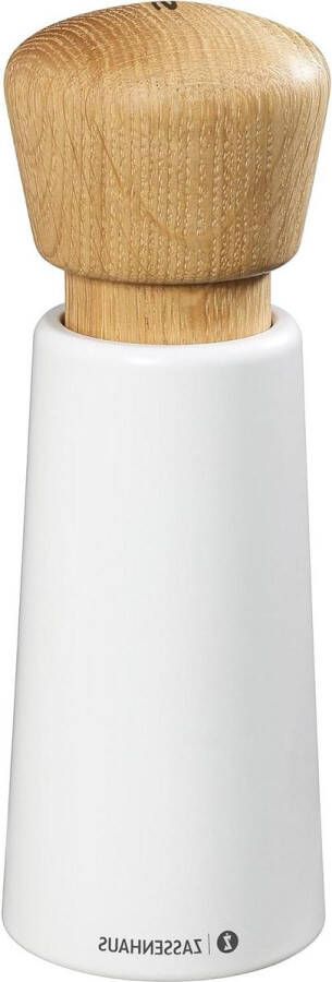 Salt Mill Made of Lacquered Beech Oak Mill Head Freely Adjustable High-Quality Ceramic Grinder Spice Grinder for Pepper Salt and Seasoning 18 cm White