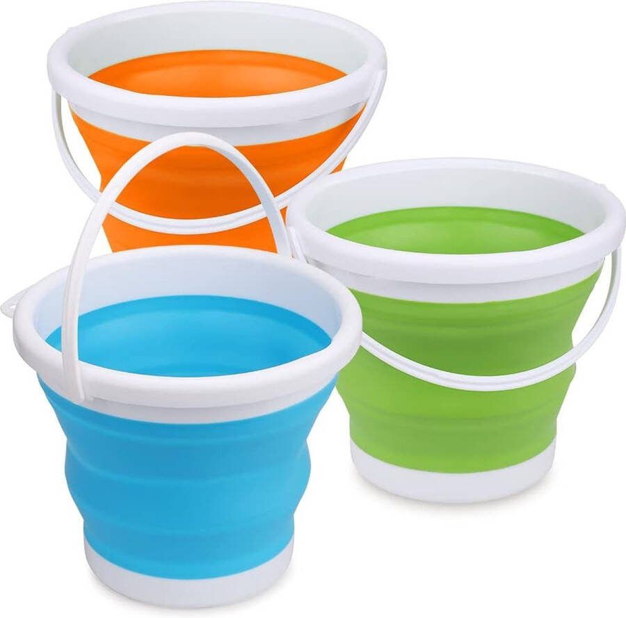 Sandburg Strandemmer speelgoedset zandkasteelvormige emmer met nettas 3 kleurrijke (blauw groen oranje) zandbak voor kinderen peuters buiten zandbak sneeuw achtertuin