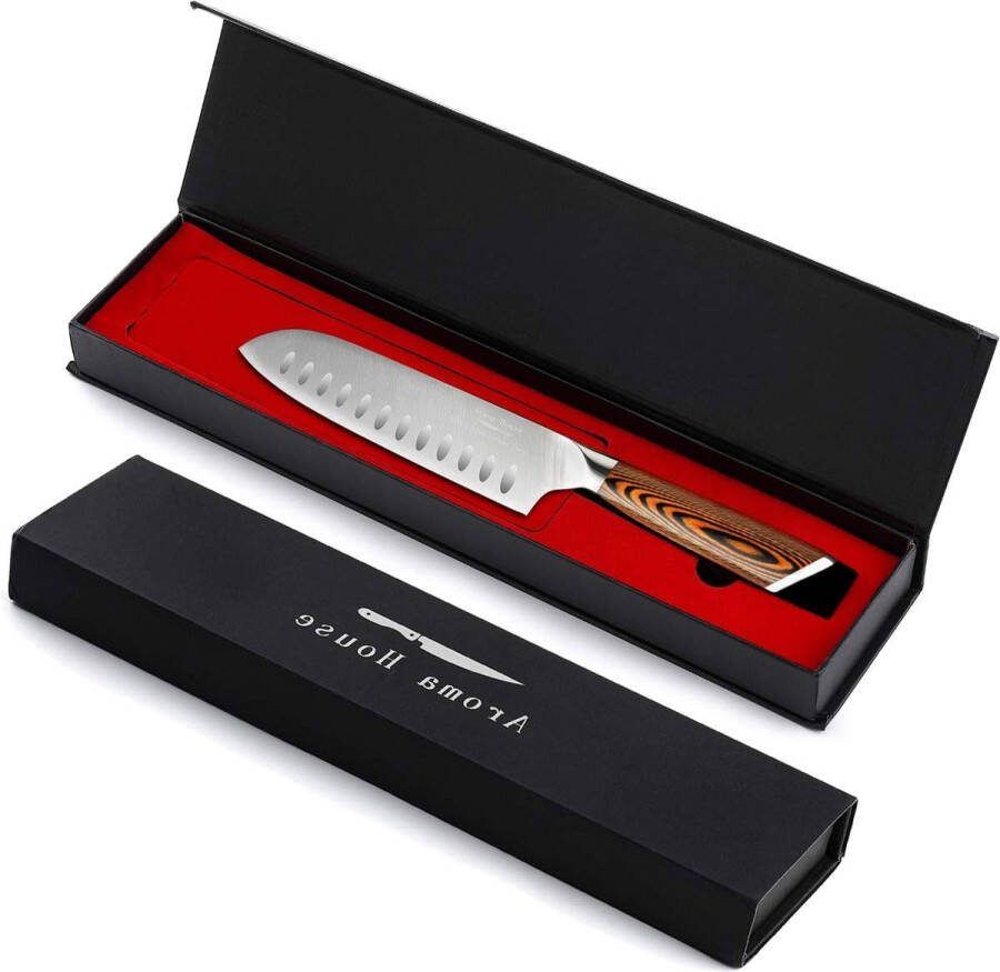 Santoku mes 18 cm professioneel koksmes keukenmes roestvrij staal zeer scherp lemmet met geschenkdoos voor huishouden en restaurant