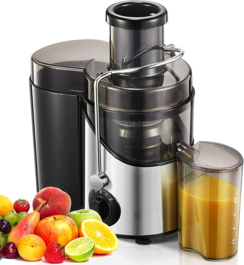 Sapcentrifuge voor Groenten & Fruit Juicer met microfilter Slowjuicer met Grote Vulopening Fruitpers 3 Snelheden BPA-Vrij Zwart RVS