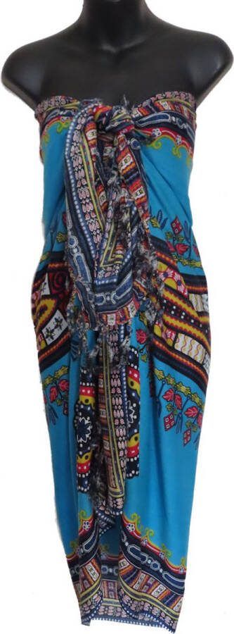 Merkloos Sans marque hamamdoek sauna doek pareo sarong sari bladeren patroon lengte 115 cm breedte 165 kleuren oranje crème grijs blauw versierd met franjes