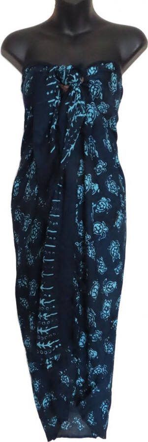 Merkloos Sans marque sarong sauna doek pareo hamamdoek sari figuren stippen patroon lengte 115 cm breedte 165 kleuren blauw groen versierd met franjes. sinterklaascadeau vrouw kerstcadeau vrouw