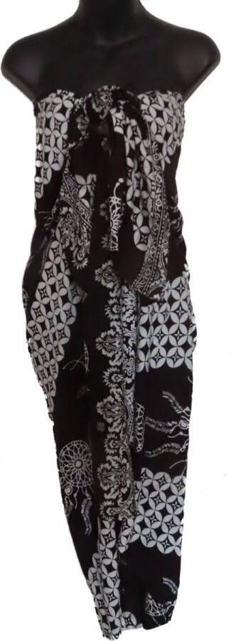 Sarong extra groot sauna doek extra groot pareo xxl hamamdoek xxl strandkleed tafelkleed wikkelrok wikkeljurk figuren vlekken patroon lengte 115 cm breedte 220 cm kleuren turquoise groen blauw beige wit dubbel geweven extra kwaliteit.