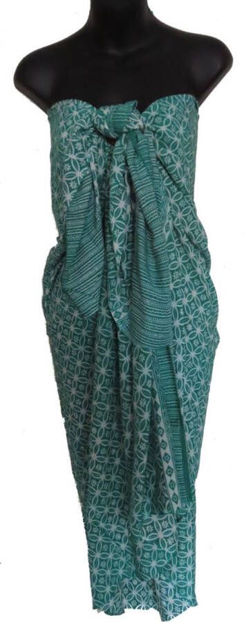 Merkloos Sans marque sarong extra groot picknickkleed pareo xxl hamamdoek xxl strandlaken tafelkleed figuren vlekken patroon lengte 115 cm breedte 220 cm kleuren turquoise groen wit blauw dubbel geweven extra kwaliteit. sinterklaascadeau vrouw kerstcadeau vrouw