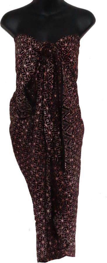 Merkloos Sans marque sarong pareo hamamdoek strandkleed tafellaken tafelkleed figuren bloem lengte 115 cm breedte 165 cm kleuren lichtblauw blauw wit versierd met franjes