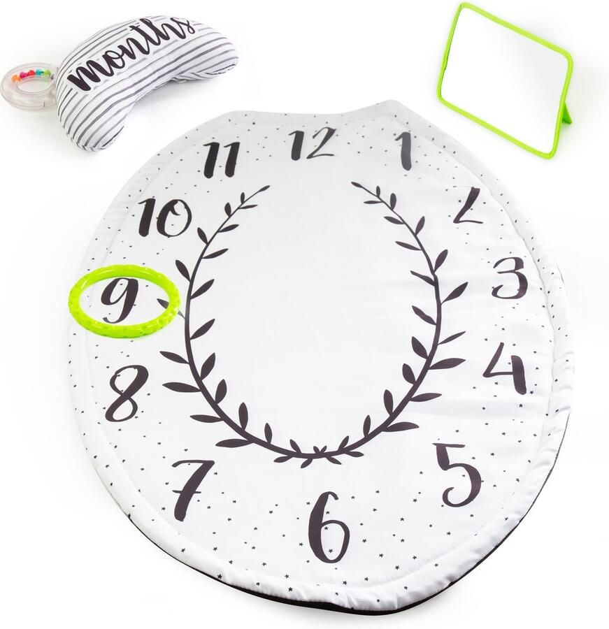 Sassy Speelmat Baby Volg de groei van uw baby Kussen Maand weken Met bijtring en spiegel Tummy Time Playmat