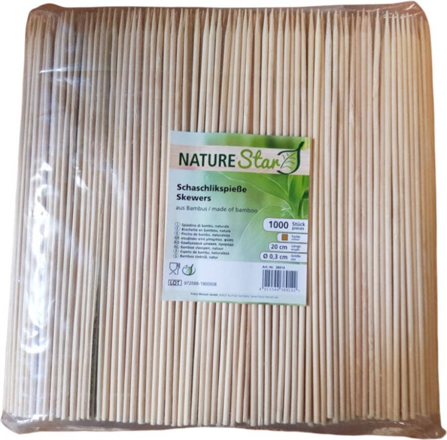 Sateprikkers 1000 stuks van Bamboe 20 cm Houten stokjes Satestokjes Vlees Spies Vleespennen Party Prikkers Bamboestokjes BBQ Traktatie Hapjes