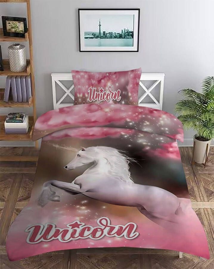 Satijnen Dekbedovertrek Unicorn Kinderdekbedovertrek 140x200 220cm