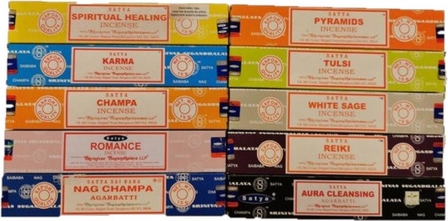 Satya wierook Pakket Spiritual & Emotions van 16 soorten(16pakjesx15gram= +-240stokjes)