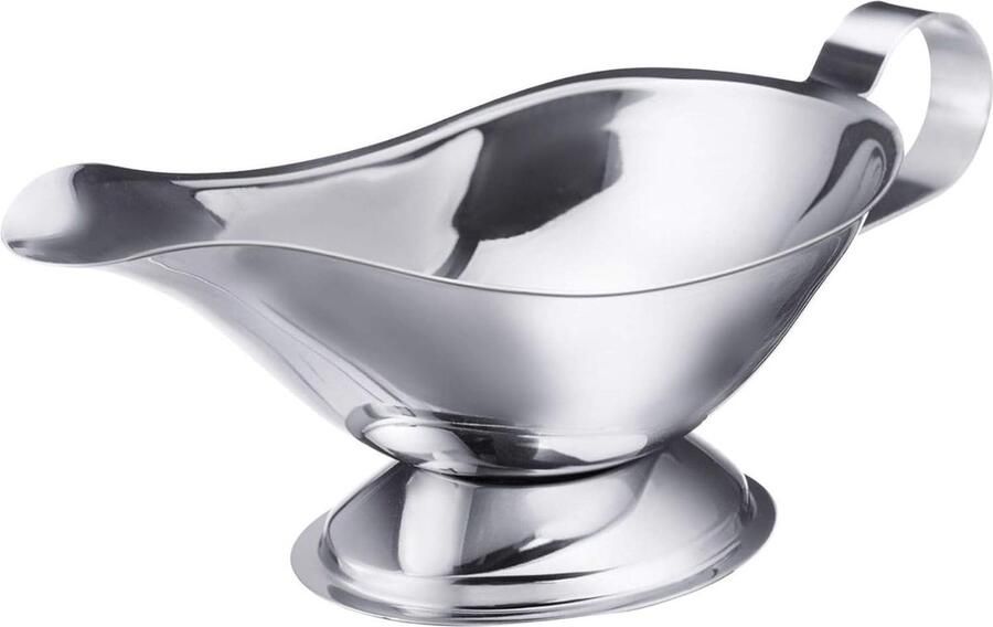 Saucière sauskom druppelvrije tuit vulvolume: 250 ml roestvrij staal zilver