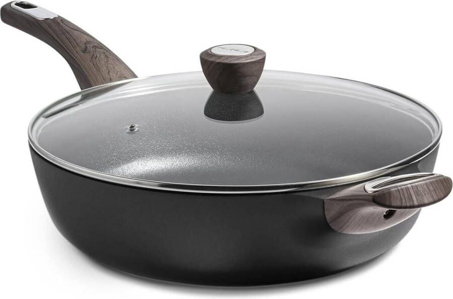 Sauteerpan met Deksel Antiaanbaklaag Inductie Ergonomische Handgreep Gezonde Stenen 30 cm 5.5L pans