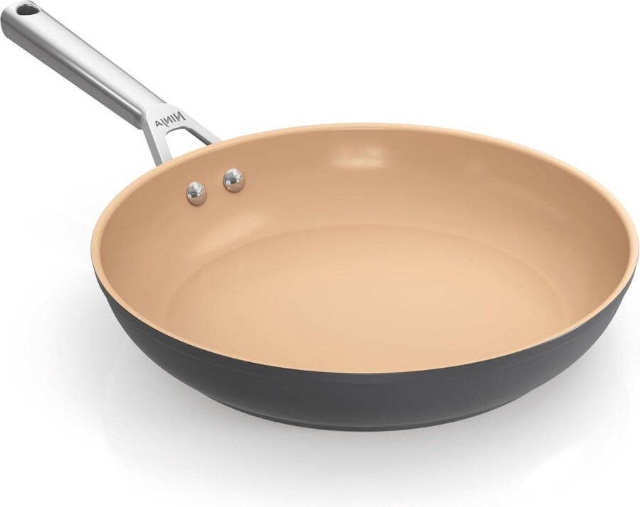 Sauteuse 28 cm Keramische antiaanbaklaag Inductie Ovenvast Grijs